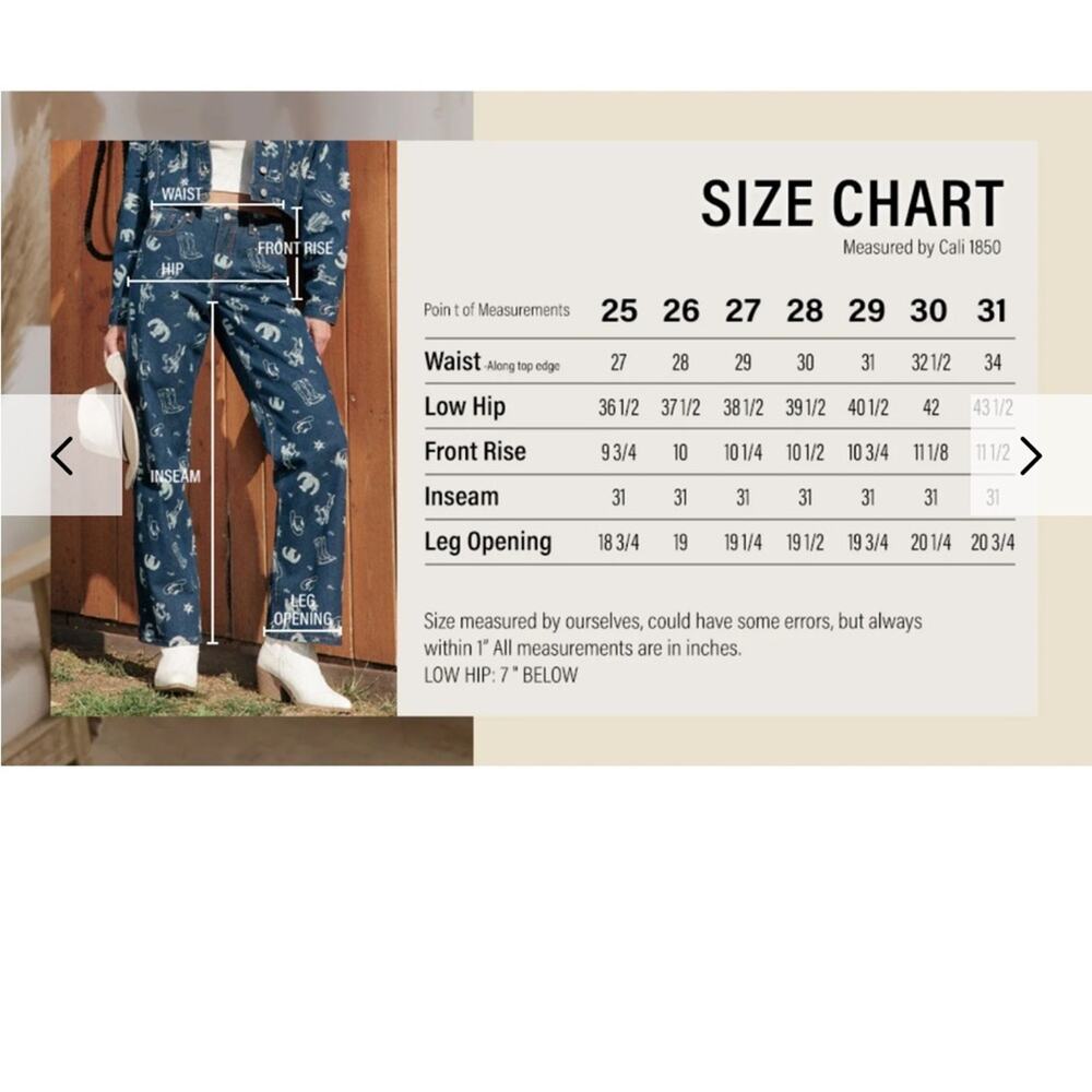 NEW Cali 1850 Western All Over Printed Straight Leg Jean - Picture 4 of 6